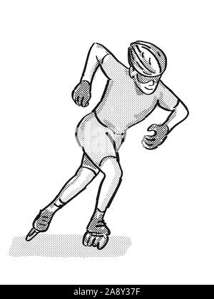 Athlete Skater Inline Speed Skating Cartoon Retro Drawing Posters, Art  Prints by - Interior Wall Decor #1694526