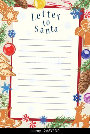 New Year greeting card Letter to Santa Claus. Vector illustration Stock Vector
