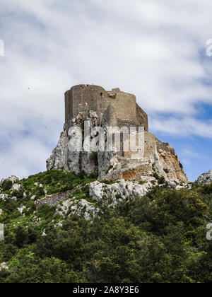 Cucugnan, Aude/France; May 25 2014:  Château de Quéribus, ruined castle in the commune of Cucugnan, Aude, France Stock Photo