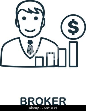 Broker icon outline style. Thin line creative Broker icon for logo, graphic design and more Stock Vector