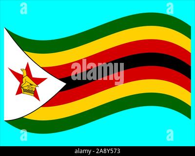 Wave Flag of Zimbabwe Vector illustration Eps 10 Stock Vector