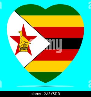 Zimbabwe Flag In Heart Shape Vector illustration Eps 10 Stock Vector