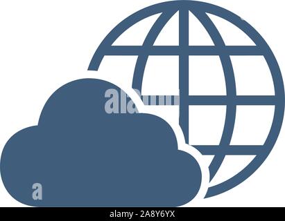 Worldwide cloud storage icon. Cloud computing. Cloud with globe icon. Computer server technology. Stock Vector illustration isolated on white Stock Vector