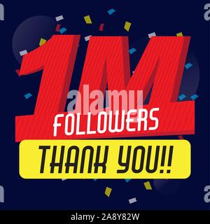 Thank you for reaching one million followers poster - Vector illustration Stock Vector