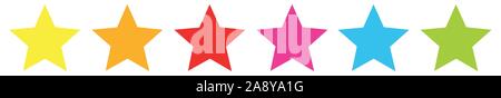 5 Stars Colored Colorful | Customer Rating | Websites Review Stock Vector