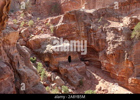 Block Tomb or Temple, High Place of Sacrifice Trail, Petra, Wadi Musa, Ma'an Governorate, Jordan, Middle East Stock Photo