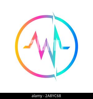 Abstract Colorful Audio Wave in circle vector Logo Sign Symbol Icon. Stock Vector