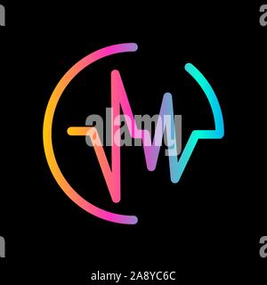 Abstract Colorful Audio Wave in circle vector Logo Sign Symbol Icon. Stock Vector