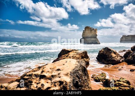 12 Apostles scenic view from Gibson steps, Victoria, Australia Stock Photo