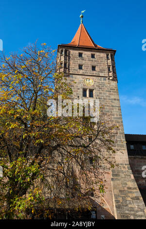 A view of the Tiergartnertor city gate and tower in the historic city of Nuremberg in Germany. Stock Photo