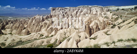 Panorama of unique geological volcanic formations in Cappadocia, Turkey. Stock Photo
