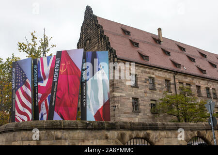 Nuremberg, Germany - October 23rd 2019: Entrance to the Memorium Nurnberger Prozesse - the Memorial to the Nuremberg Trials in the city of Nuremberg, Stock Photo