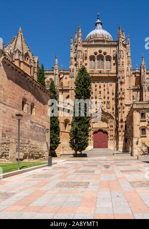 Exterior view of the side facade and dome of the New Cathedral in Salamanca Stock Photo