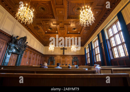 Nuremberg, Germany - October 23rd 2019: A view of Courtroom 600 - the venue of the historic Nuremberg Trials in the city of Nuremberg in Germany. Stock Photo