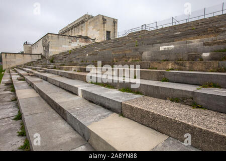 Nuremberg, Germany - October 24th 2019: Remains of the Zeppelinfeld grandstand in Nuremberg, Germany. It is the grandstand from which Adolf Hitler mad Stock Photo