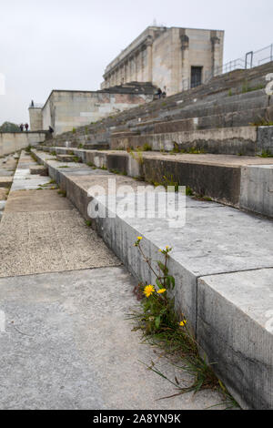 Nuremberg, Germany - October 24th 2019: Remains of the Zeppelinfeld grandstand in Nuremberg, Germany. It is the grandstand from which Adolf Hitler mad Stock Photo