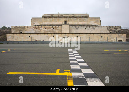 Nuremberg, Germany - October 24th 2019: Remains of the Zeppelinfeld grandstand in Nuremberg, Germany. It is the grandstand from which Adolf Hitler mad Stock Photo