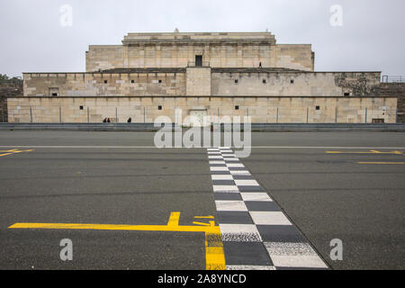 Nuremberg, Germany - October 24th 2019: Remains of the Zeppelinfeld grandstand in Nuremberg, Germany. It is the grandstand from which Adolf Hitler mad Stock Photo