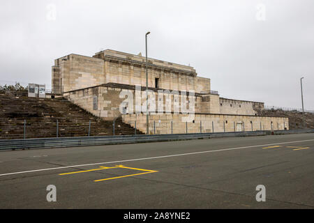 Nuremberg, Germany - October 24th 2019: Remains of the Zeppelinfeld grandstand in Nuremberg, Germany. It is the grandstand from which Adolf Hitler mad Stock Photo