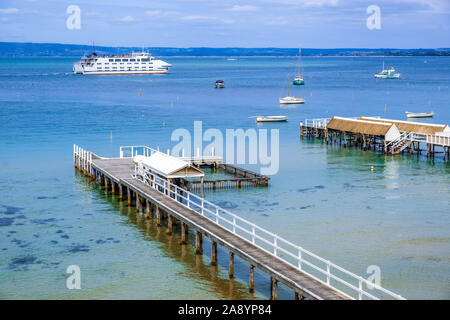 Passenger ferry crossing Port Phillip Bay. Mornington Peninsula, Melbourne, Australia Stock Photo