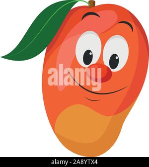 Fruits Characters Collection: Vector illustration of a funny and smiling mango character. Stock Vector