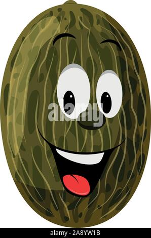 Fruits Characters Collection: Vector illustration of a funny and smiling melon character. Stock Vector