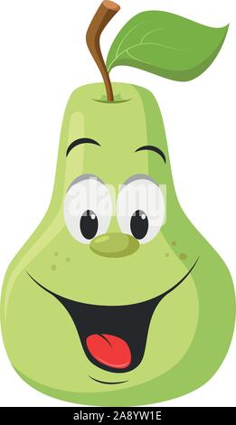 Fruits Characters Collection: Vector illustration of a funny and smiling pear character. Stock Vector