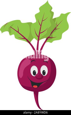 Vegetables Characters Collection: Vector illustration of a funny and smiling beet in cartoon style. Stock Vector