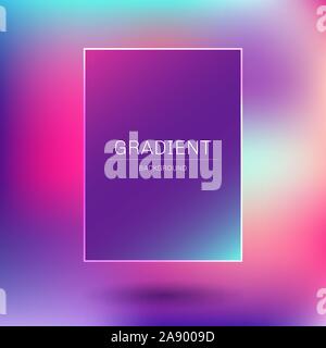 Abstract template rectangle frame pink, purple, blue gradient color on vibrant color background. Vector illustration Stock Vector