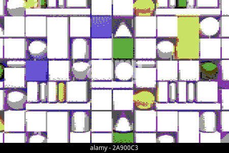 Abstract background with retro 80s 8bit styled pixel 3d shapes Stock Photo