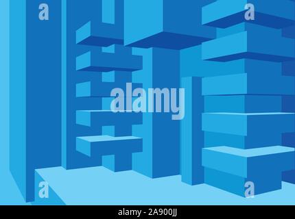 Architecture background with abstract cubes composition and clean minimalistic style Stock Vector