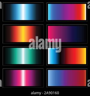Set of futuristic neon gradients with 80s styled colors Stock Vector