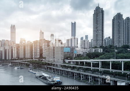 Chongqing city skyline, Yangtze River and skyscrapers. Stock Photo