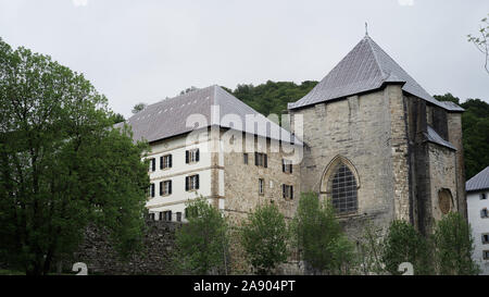 Roncevalles, Spain-May 20, 2017: The old Augustan monastery on the Camino de Santiago Stock Photo