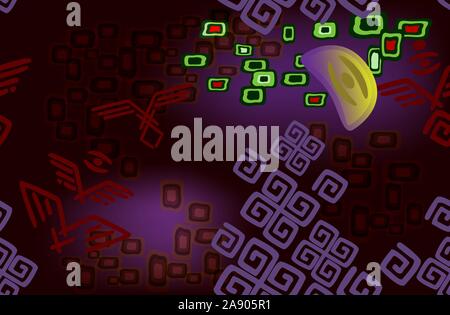 Abstract image of moon in the style of ancient Indians. Seamless pattern. EPS10 vector illustration. Stock Vector