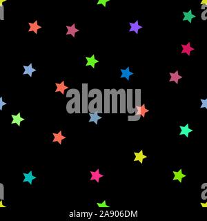 stars multicolor seamless pattern wallpaper with black background vector illustrations Stock Vector