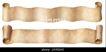 Narrow old papers fantasy style scrolls set isolated Stock Photo