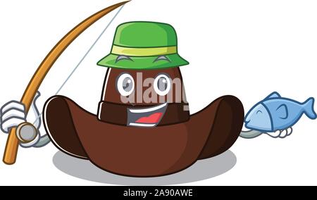 Mascot illustration the featuring cowboy hat fishing Stock Vector