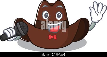 Mascot illustration the featuring cowboy hat singing Stock Vector