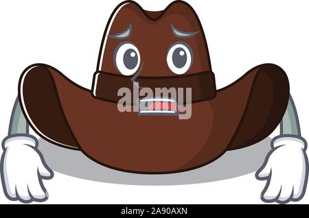 Mascot illustration the featuring cowboy hat afraid Stock Vector