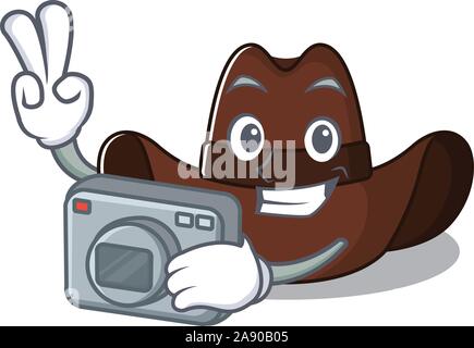 Mascot illustration the featuring cowboy hat photographer Stock Vector