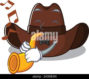 Mascot illustration the featuring cowboy hat with trumpet Stock Vector