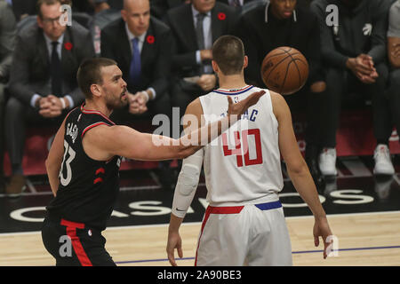 Los Angeles, USA. 11th Nov, 2019. Toronto Raptors center Marc Gasol (33) during the Toronto Raptors vs Los Angeles Clippers at Staples Center on November 11, 2019. (Photo by Jevone Moore) Credit: Cal Sport Media/Alamy Live News Stock Photo