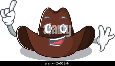 cowboy hat finger with the cartoon character Stock Vector