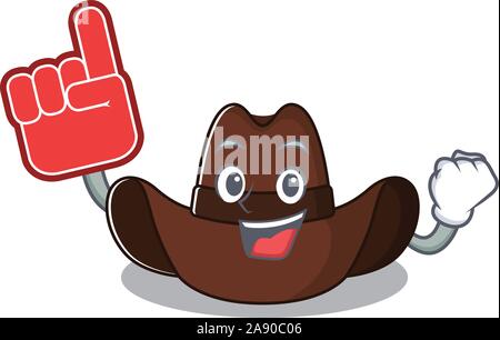 cowboy hat foam finger with the cartoon character Stock Vector
