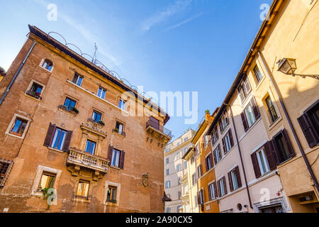 ROME, ITALY - OCTOBER 18, 2019: sunlight is enlightening street of Rome Stock Photo