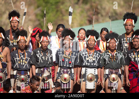 KISAMA, NAGALAND, INDIA, December 2018, Hands of a Phom Tribe men and women at Hornbill Festival Stock Photo