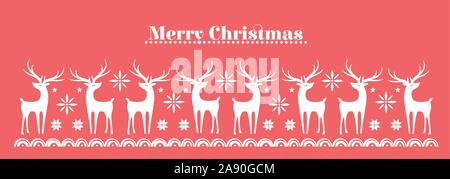 Beautiful seamless pattern with deer and snowflakes. Winter banner background for Christmas or New Year design. illustration. Nordic seamless pattern Stock Vector
