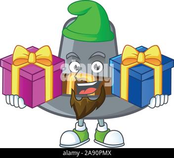 Pilgrim hat with buckle in character bring two gifts Stock Vector
