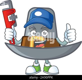 Pilgrim hat with buckle in character plumber Stock Vector